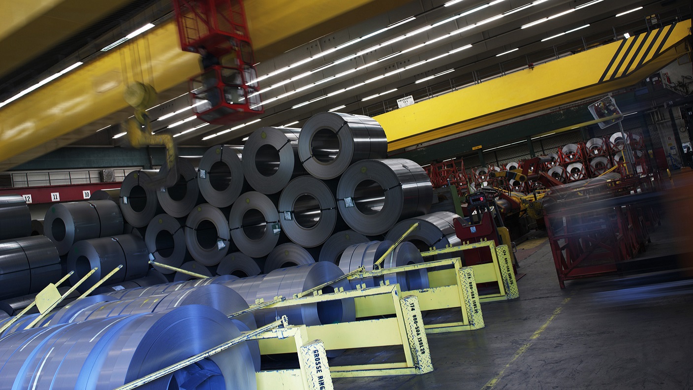Rolled metal products in a factory