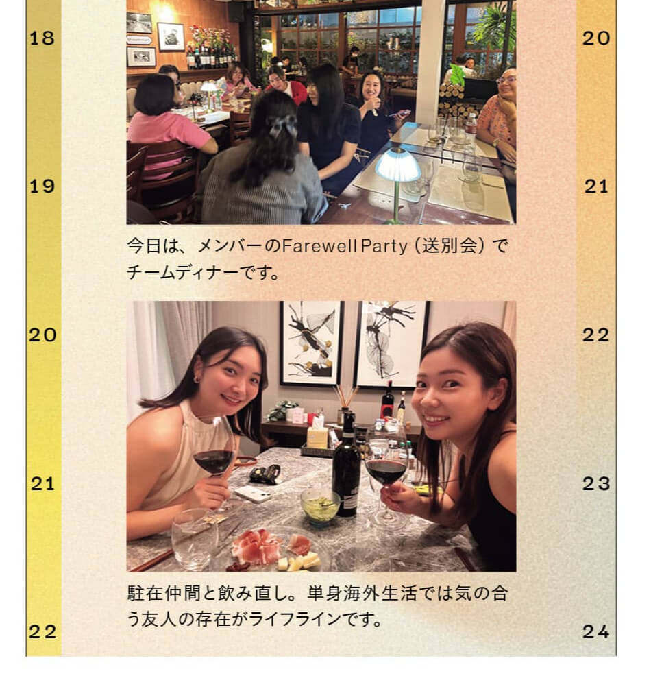 今日は、メンバーのFarewell Party (送別会) でチームディナーです。　駐在仲間と飲み直し。単身海外生活では気の合う友人の存在がライフラインです。
