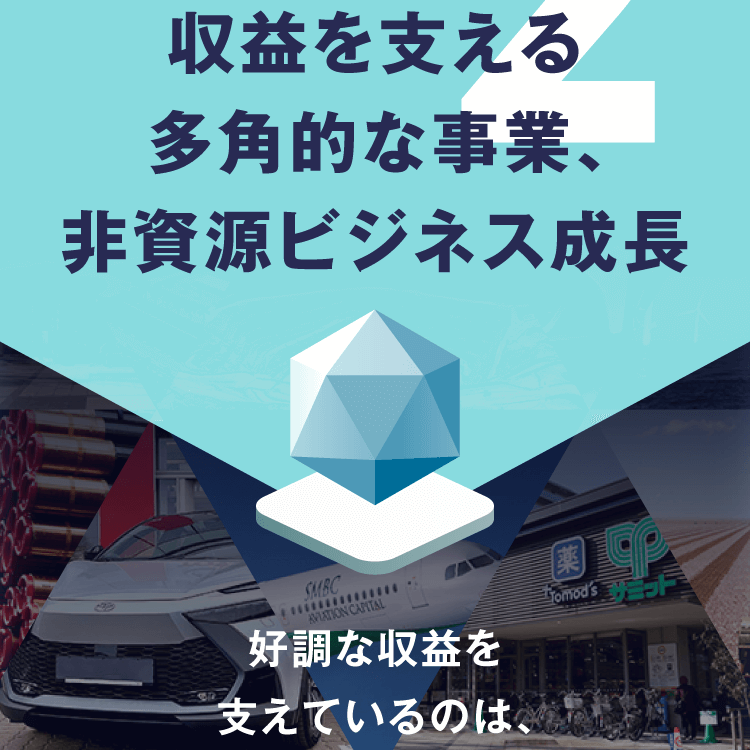 収益を支える多角的な事業、非資源ビジネス成長 好調な収益を支えているのは、