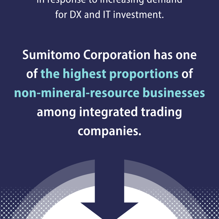 Sumitomo Corporation has one of the highest proportions of non-mineral-resource businesses among integrated trading companies.