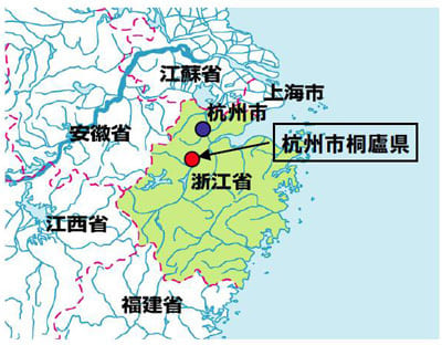 Map showing the planned site of Panasonic DADI DOWA Summit Recycling Hangzhou