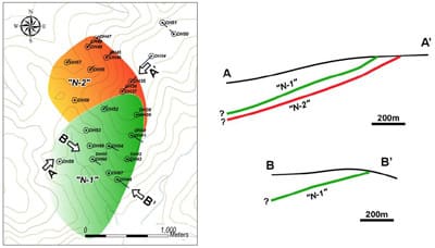 Overview Map of the Mineralization Zone(Left: Plan View, Right: Cross Section)