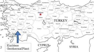 location of Kizildere geothermal power plant