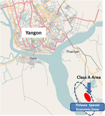 Location of the Thilawa Special Economic Zone