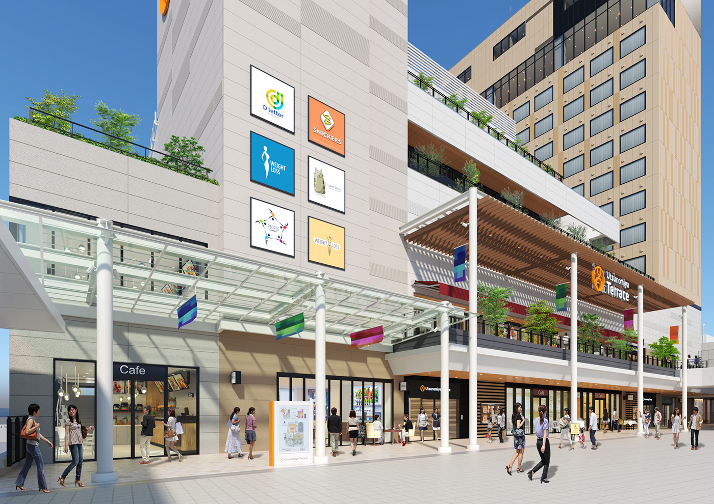 宇都宮駅東口地区整備事業 「Utsunomiya（ウツノミヤ） Terrace（テラス）」の開業日が2022年8月26日に決定
